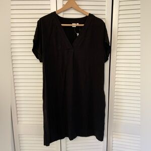 GAP Classic Black Rayon V Neck Side Pockets Dress NWT Large